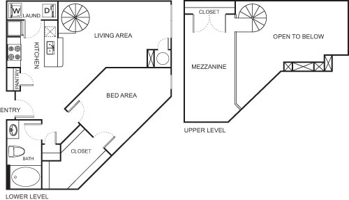One Bedroom Mezzanine- 4118 Floorplan Image